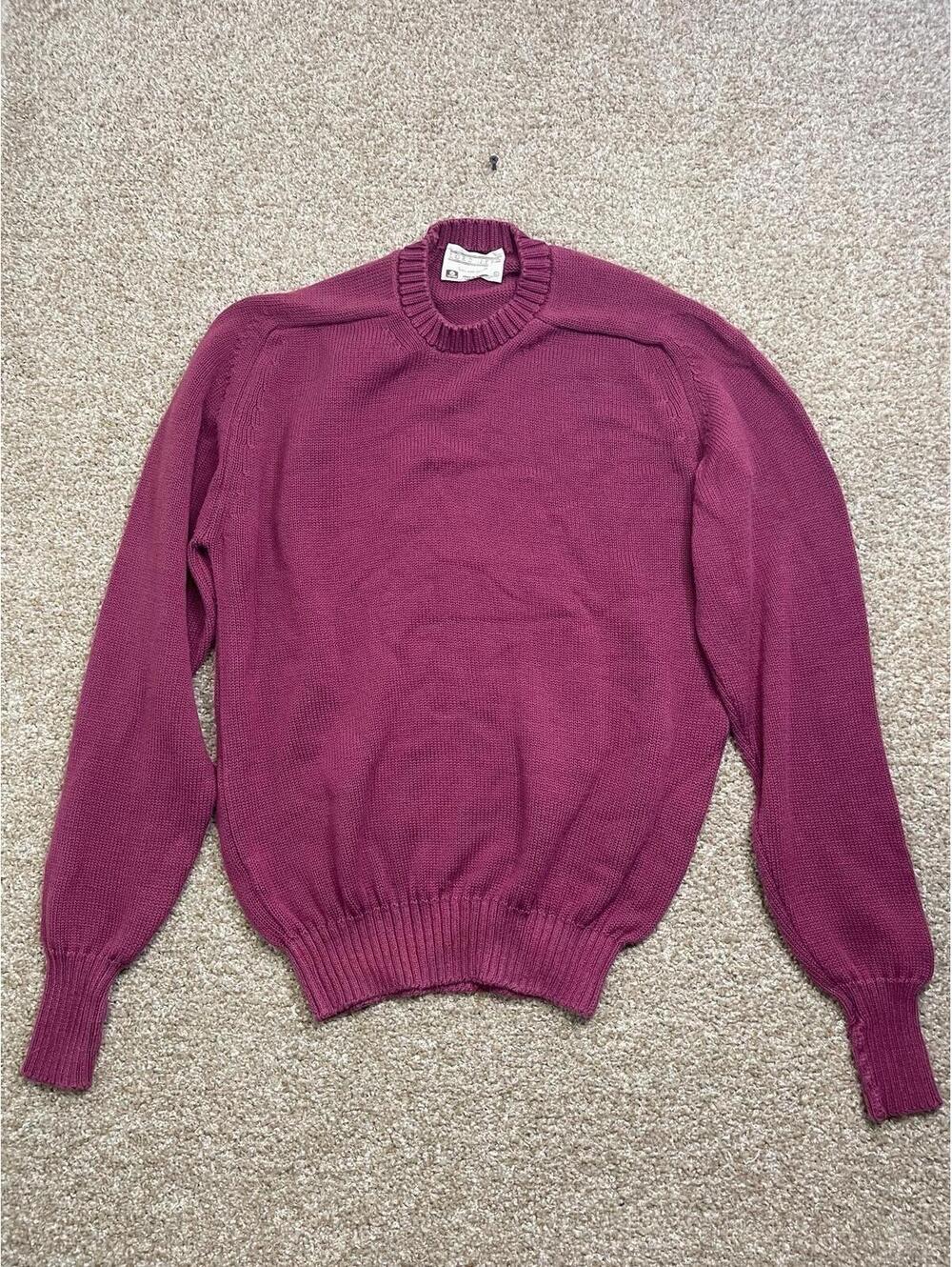 VINTAGE Lord Jeff Sweater Mens Pullover Maroon 100% Fine Cotton USA VTG
